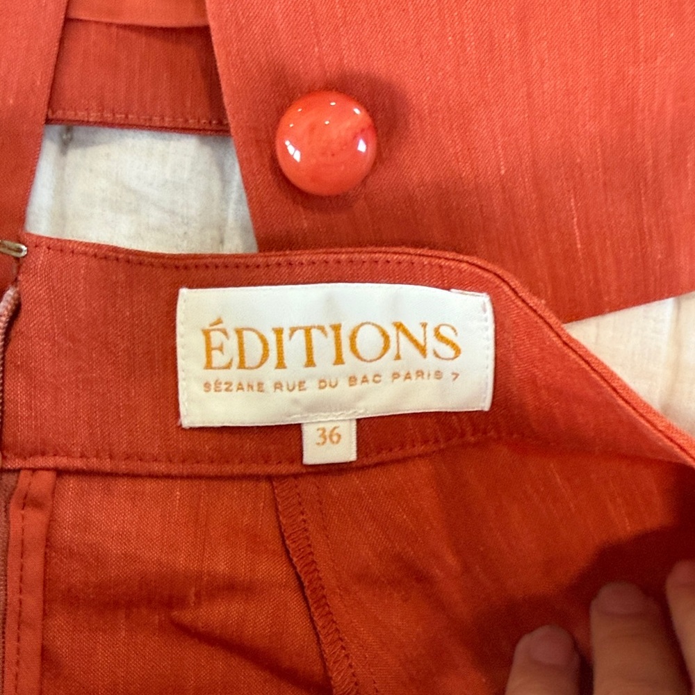 Sezane Rust Red Sleeveless Button Vest & Pleated Skirt Set - Picture 3 of 5